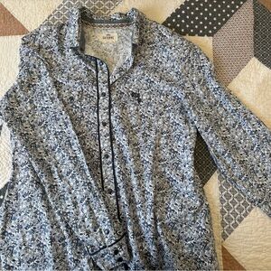 Shyanne Blue and White Button Down Shirt